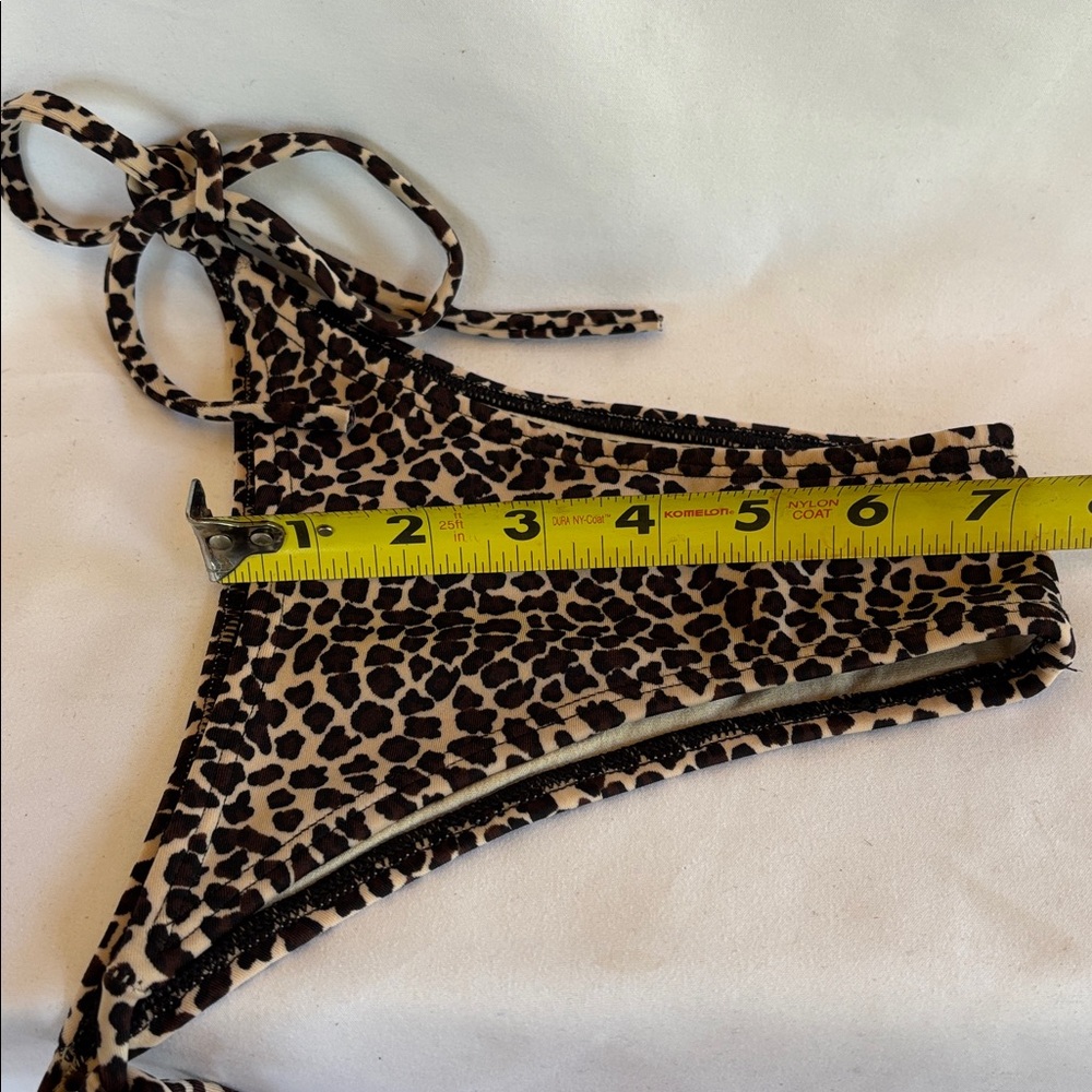VINTAGE 1980’s SEXY LEOPARD PRINT BRAZILIAN STYLE STRING TIE THONG BIKINI SET- M - Picture 8 of 13